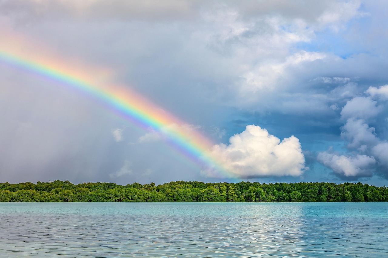 landscape, rainbow, tropical, atoll, nature background, lagoon, widi archipelago, beautiful nature, indonesia, nature, hd wallpapers, hd wallpaper, nature wallpaper